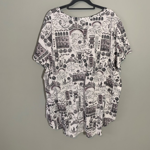 NEW Cynthia Rowley Women's 3X Short Sleeve T Shirt White Black Venice Scene - Picture 8 of 10